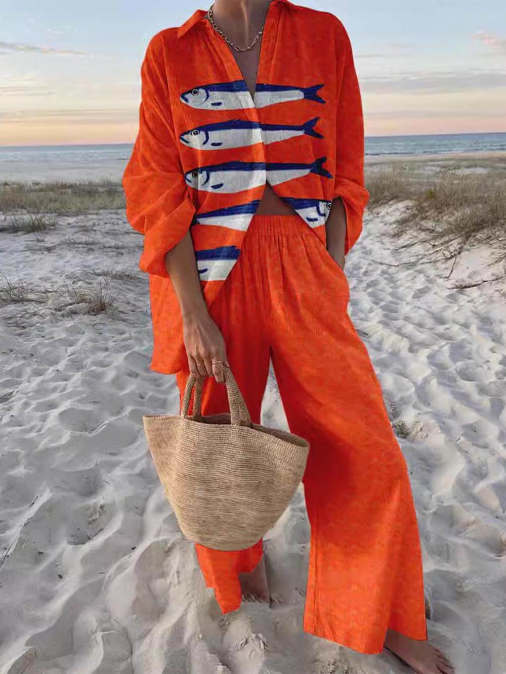 Oversized Shirt en Wijde Broek Set