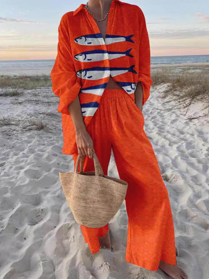 Oversized Shirt en Wijde Broek Set