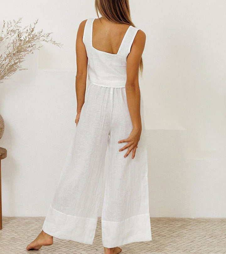 Megan - Minimalistische Top en Wijde Broek Set
