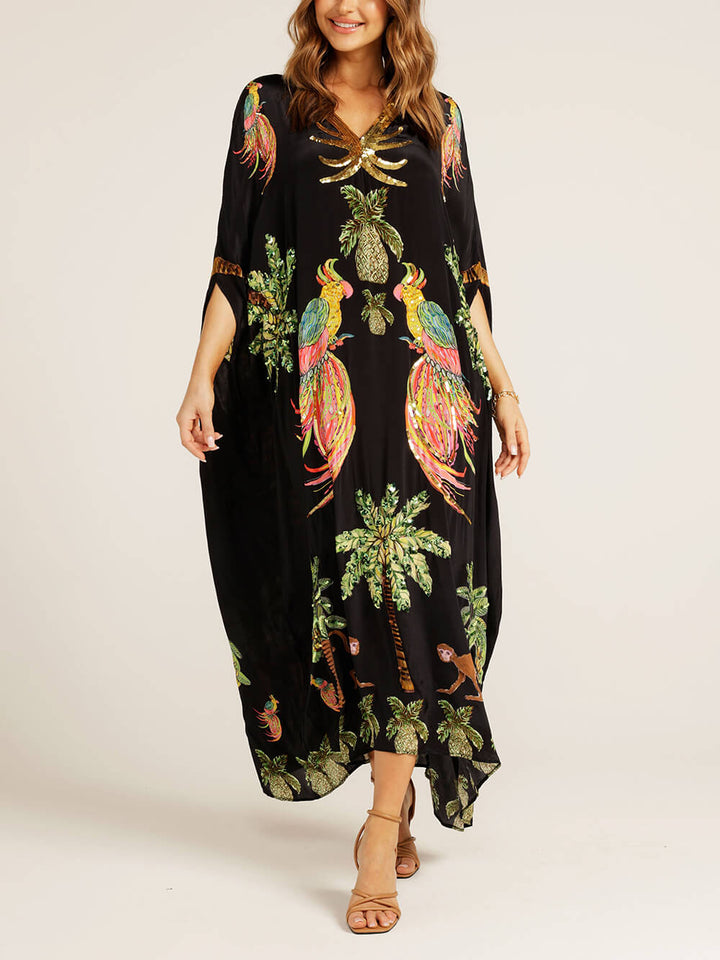 Unieke Drop Shoulder Mouw Jurk