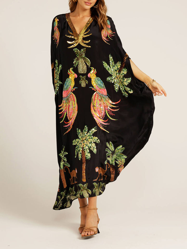 Unieke Drop Shoulder Mouw Jurk