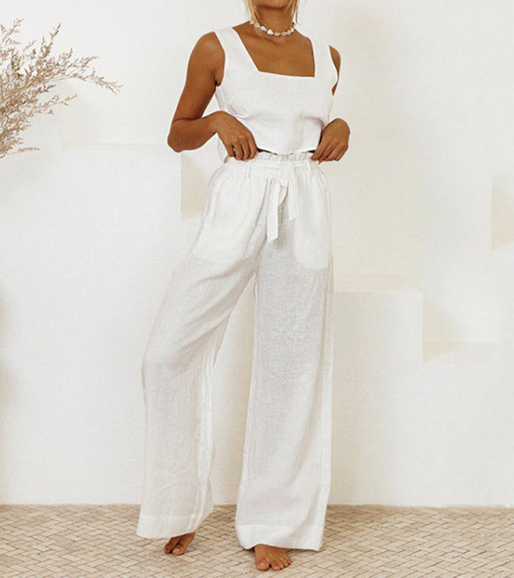 Megan - Minimalistische Top en Wijde Broek Set