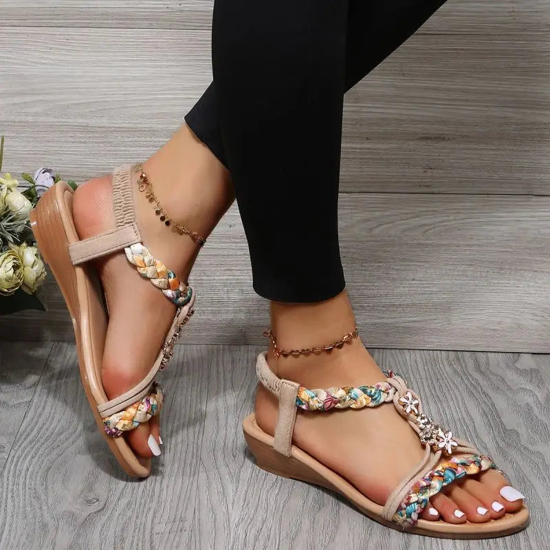 Khate - Vrouwen Gevlochten Platte Sandalen